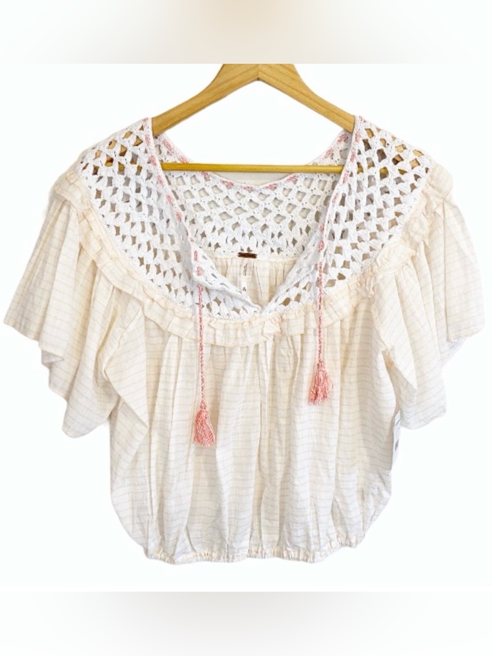NWT Free People Crochet striped Boho Top - Picture 8 of 13